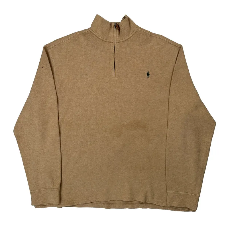 Polo By Ralph Lauren 1/4 Zip - 2XL Beige Cotton
