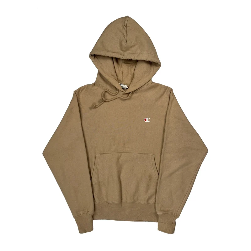 Reverse Weave Champion Hoodie - Small Beige Cotton