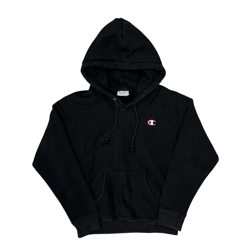 Reverse Weave Champion Hoodie - Small Black Cotton