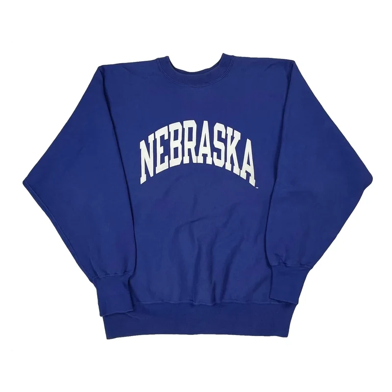 Reverse Weave Nebraska Champion College Sweatshirt - XL Blue Cotton
