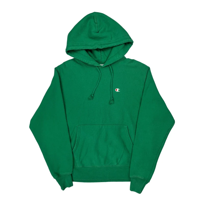 Reverse Weave Champion Hoodie - Small Green Cotton