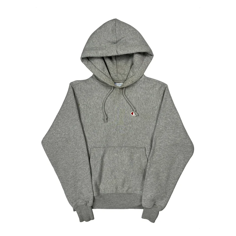 Reverse Weave Champion Hoodie - Small Grey Cotton