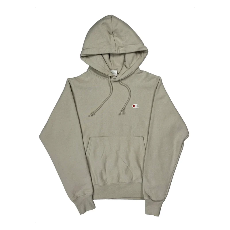 Reverse Weave Champion Hoodie - Small Beige Cotton