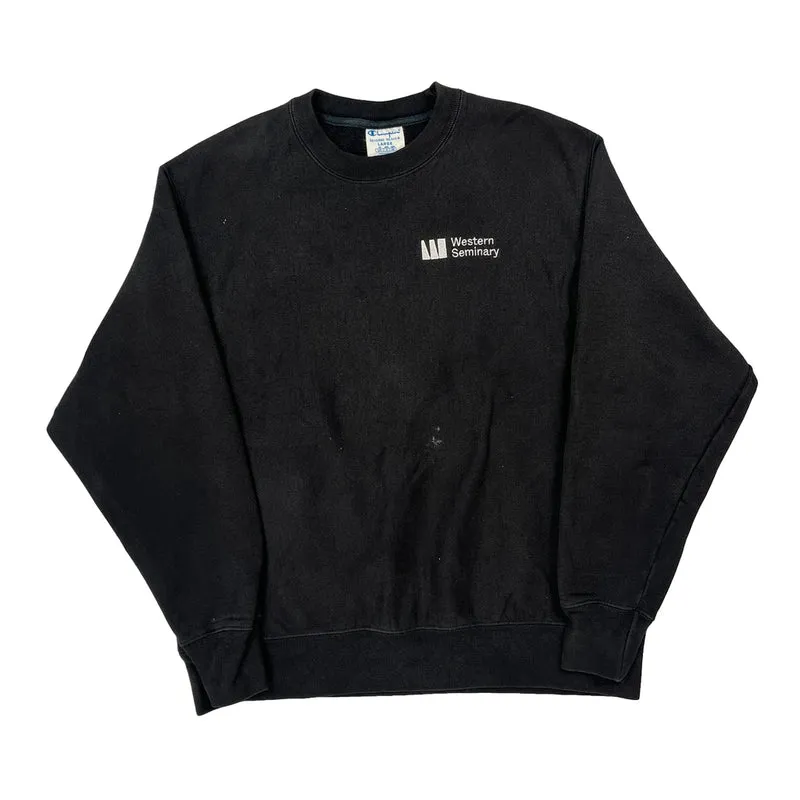 Reverse Weave Champion College Sweatshirt - Large Black Cotton