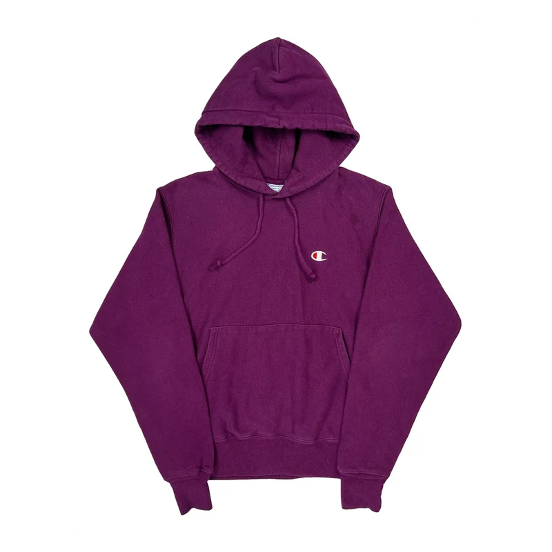 Reverse Weave Champion Hoodie - Small Purple Cotton