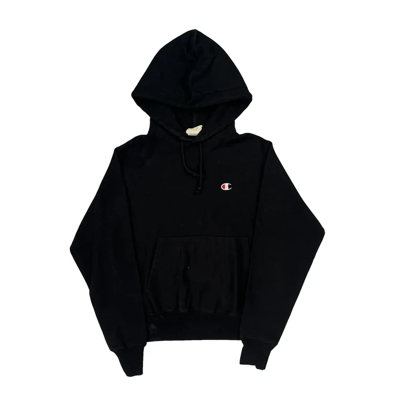 Reverse Weave Champion Hoodie - Small Black Cotton