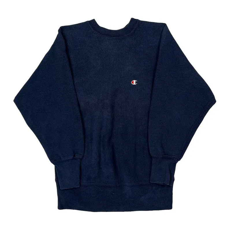 Made In USA Reverse Weave Champion Sweatshirt - Small Navy Cotton Blend
