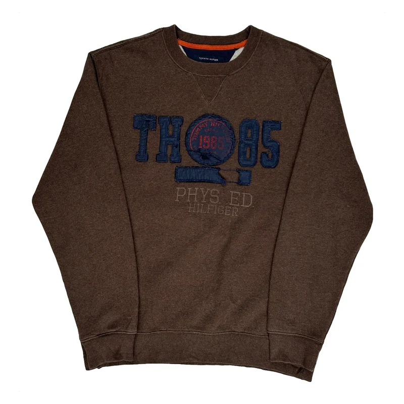 1985 Tommy Hilfiger College Sweatshirt - Medium Brown Cotton
