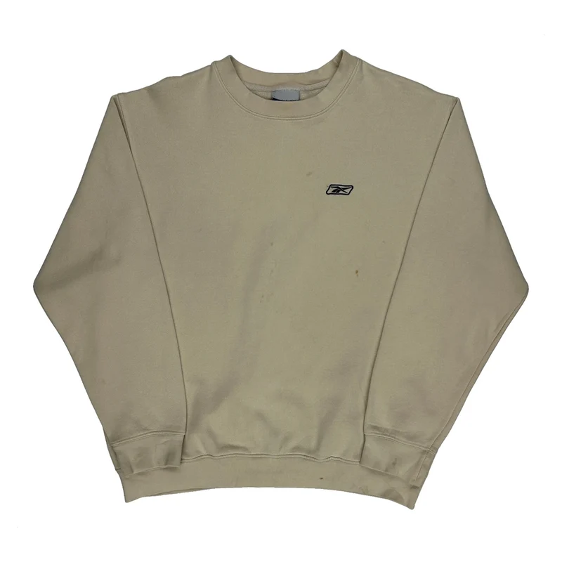 Reebok Sweatshirt - Large Beige Cotton