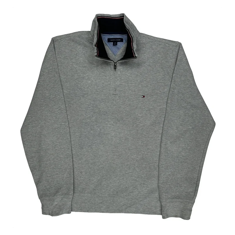 Tommy Hilfiger 1/4 Zip - Large Grey Cotton