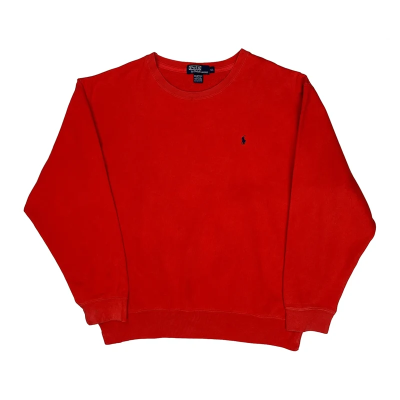 Polo By Ralph Lauren Sweatshirt - XL Red Cotton Blend