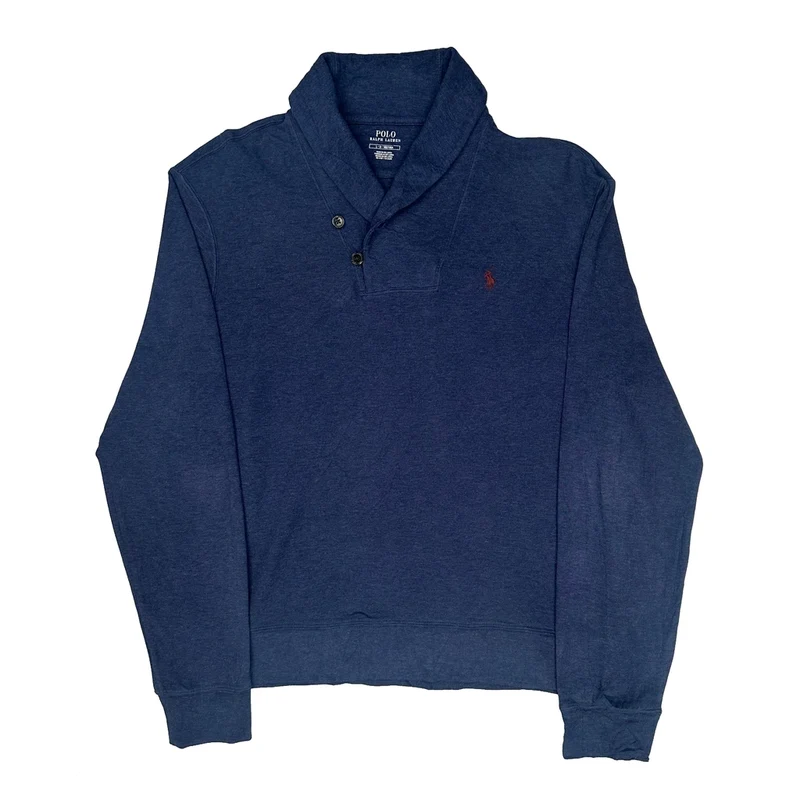 Polo By Ralph Lauren Collared Jumper - Large Blue Cotton