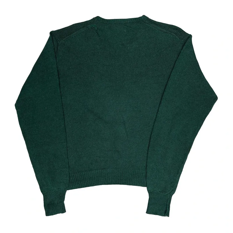 Linen Cotton Polo By Ralph Lauren Chunky Knit Jumper - XL Green Linen Blend