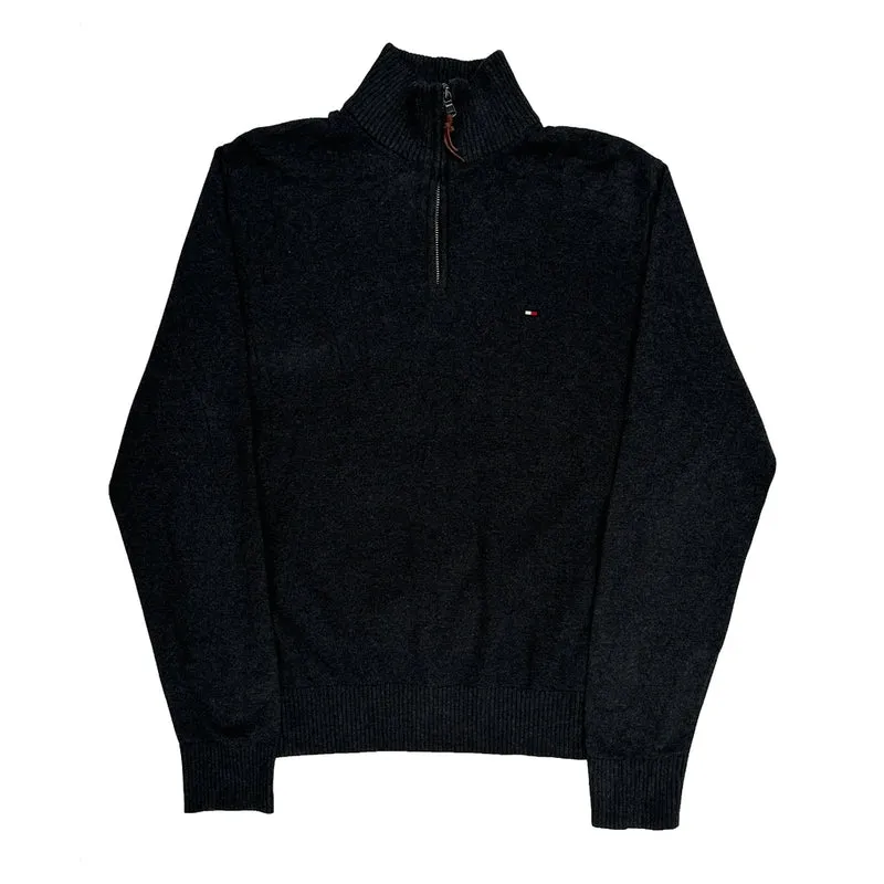 Tommy Hilfiger 1/4 Zip - Large Black Cotton Blend