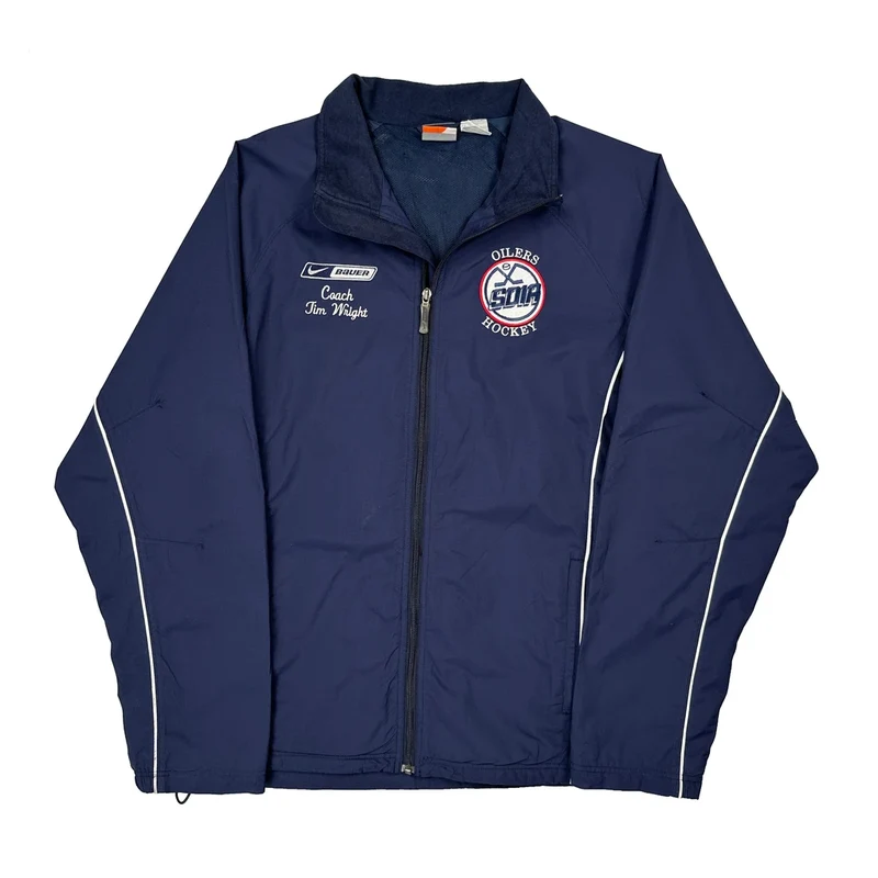 Oilers Hockey Nike Jacket - Large Navy Polyester