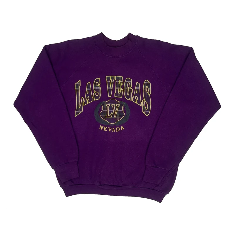 Made In USA Fruit Of The Loom Graphic Sweatshirt - Large Purple Cotton Blend