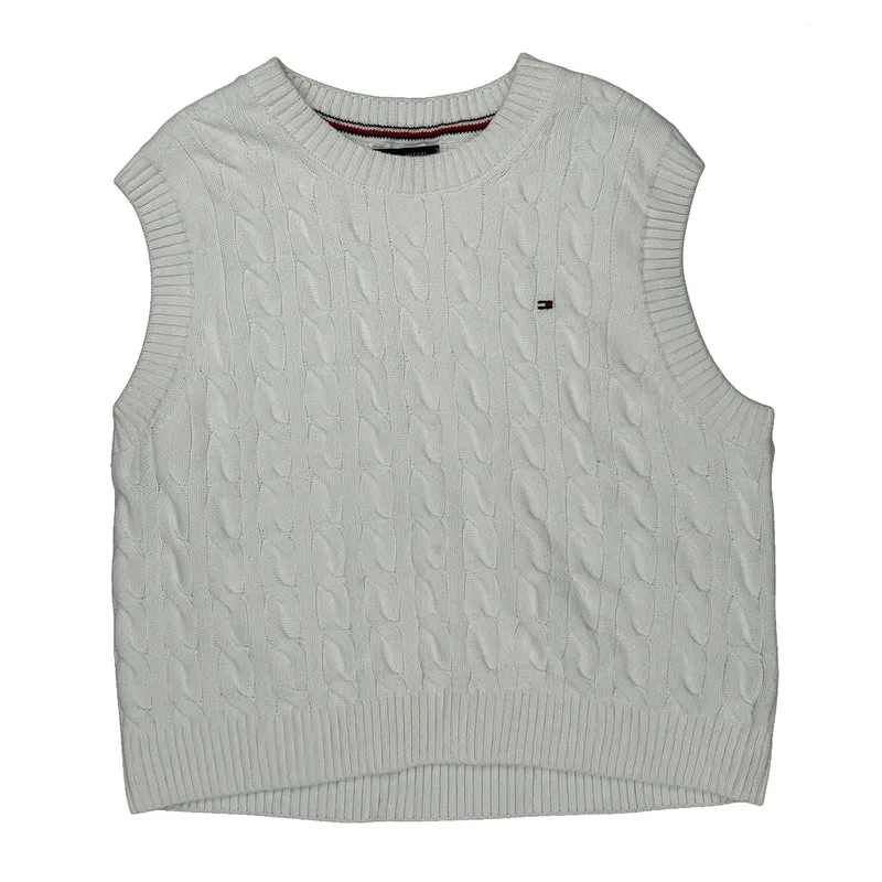 Tommy Hilfiger Sweater Vest - Large White Cotton