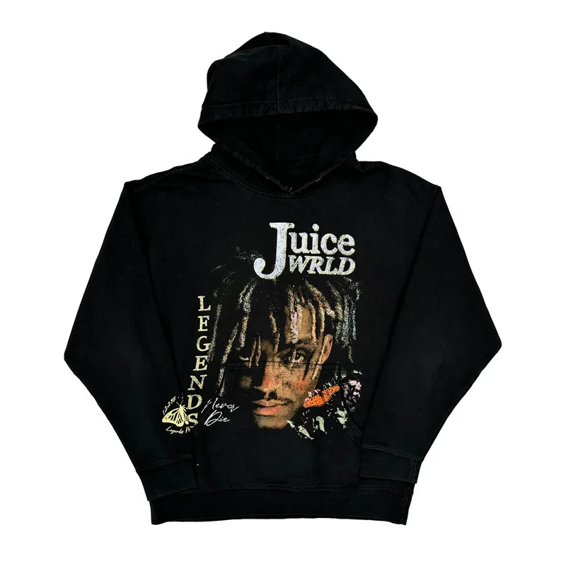 Legends Never Die Juice Wrld Graphic Hoodie - Large Black Cotton Blend