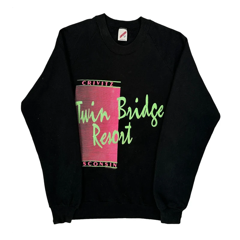 Twin Bridge Resort Jerzees Graphic Sweatshirt - Large Black Cotton
