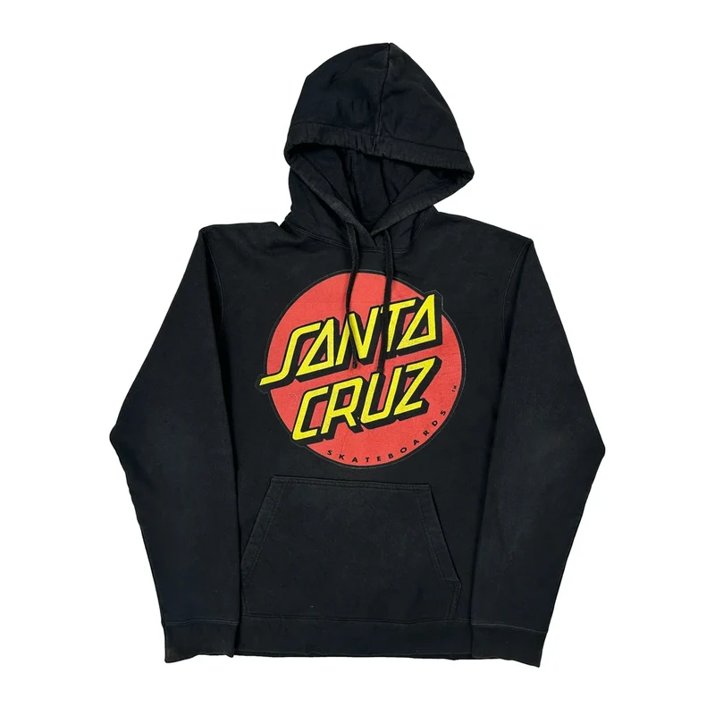 Skateboards Santa Cruz Raglan Hoodie - Large Black Cotton