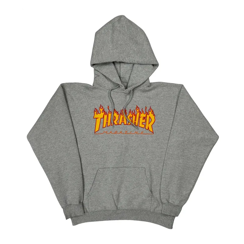 Skateboarding Thrasher Graphic Hoodie - Small Gray Cotton Blend