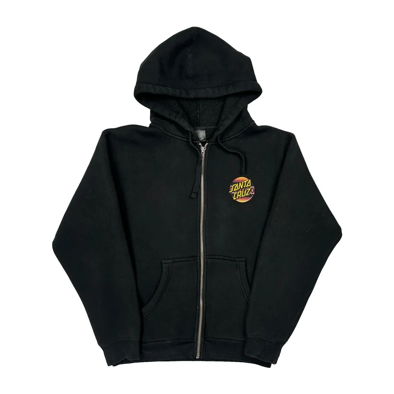 Santa Cruz Full Zip Hoodie - Small Black Cotton Blend