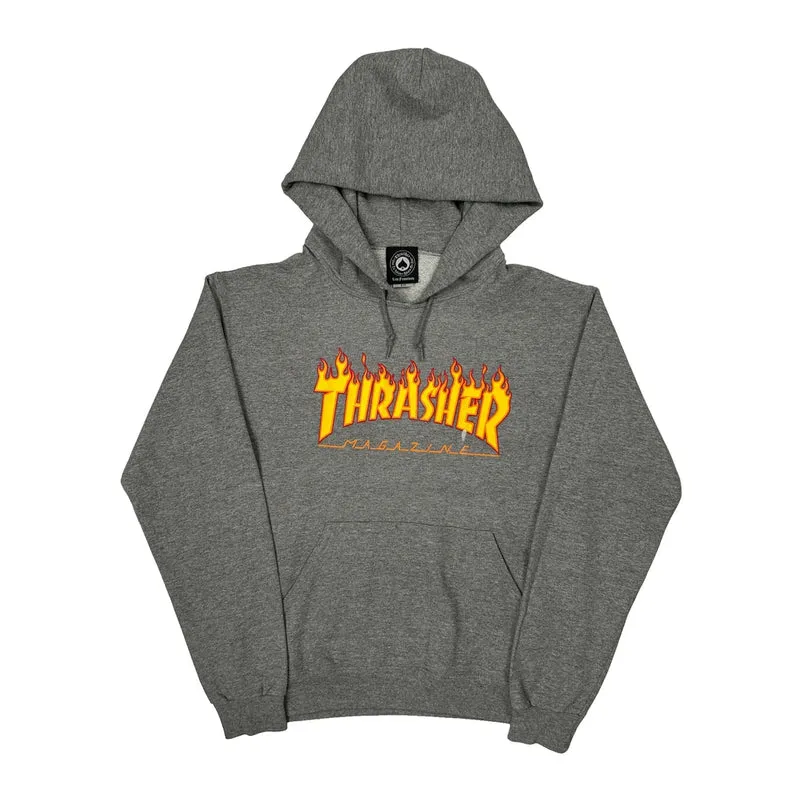 Skateboarding Thrasher Graphic Hoodie - Small Gray Cotton