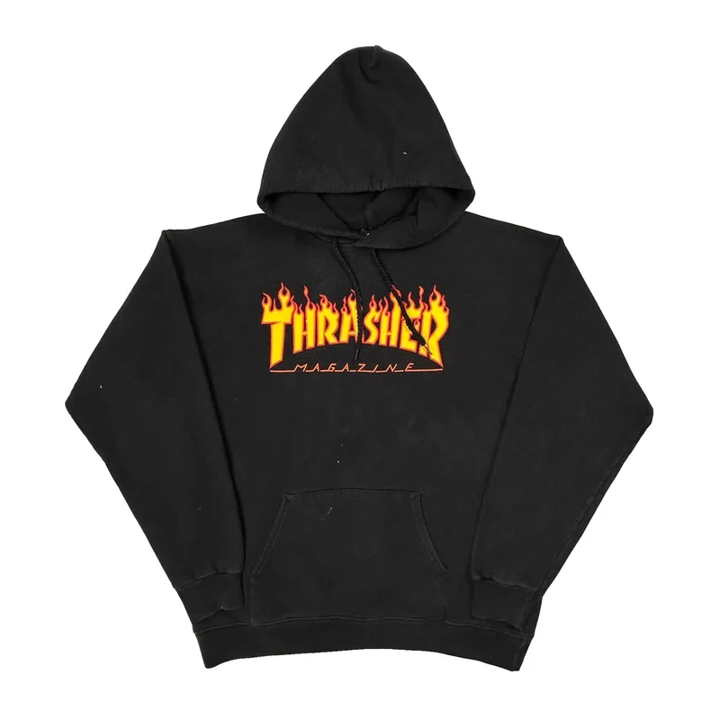 Skateboarding Thrasher Hoodie - Medium Black Cotton