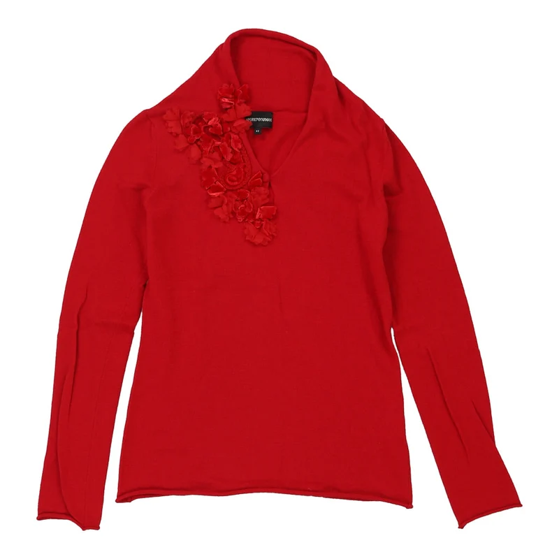 Emporio Armani Floral Jumper - Medium Red Wool