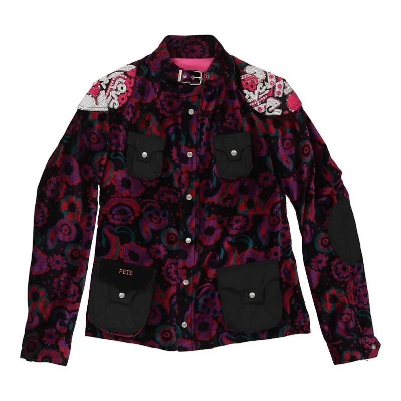 Custo Floral Jacket - Medium Purple Viscose Blend