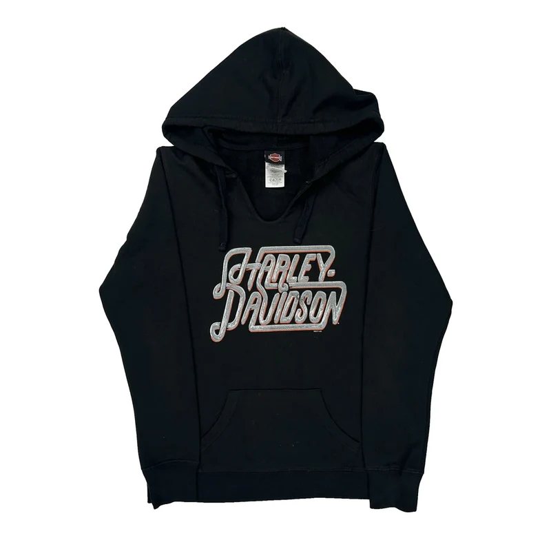 Manatee River Harley Davidson Hoodie - Large Black Cotton Blend