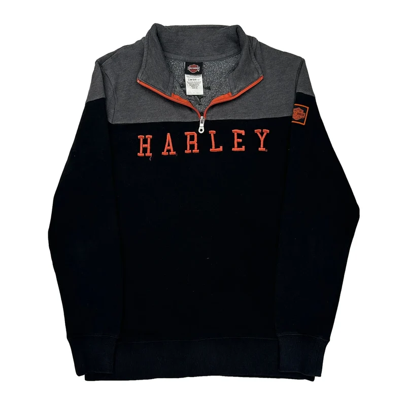 El Paso, Tx Harley Davidson Spellout 1/4 Zip - Medium Black Cotton Blend