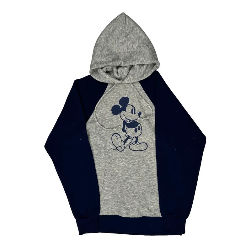 Mickey Mouse Disney Raglan Cartoon Hoodie - Small Grey Acrylic