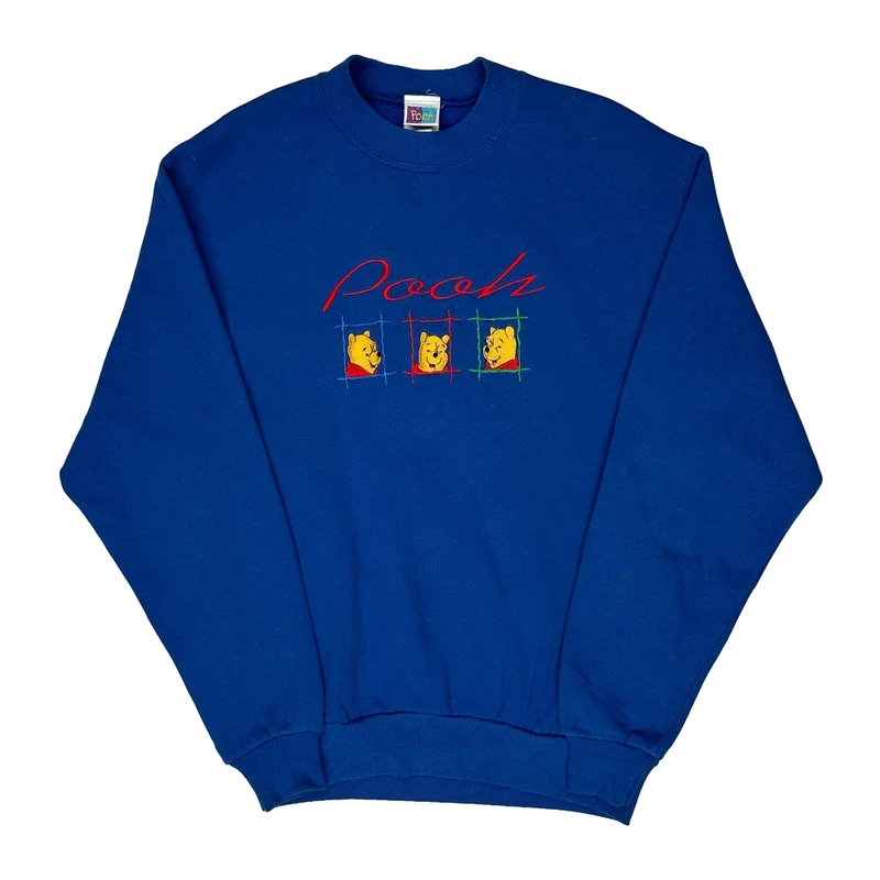 Winnie The Pooh Disney Cartoon Sweatshirt - Medium Blue Cotton