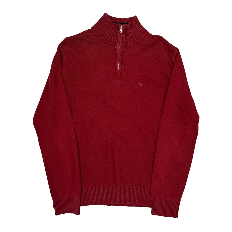Tommy Hilfiger 1/4 Zip - Large Red Cotton