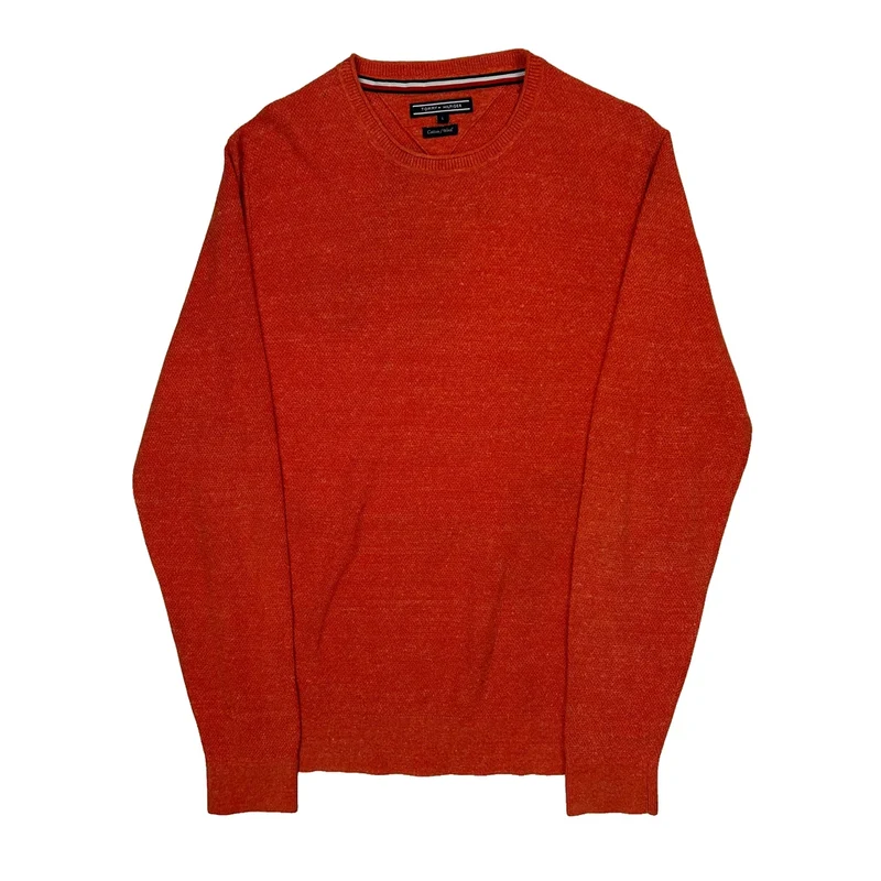 Tommy Hilfiger Jumper - Large Orange Wool Blend