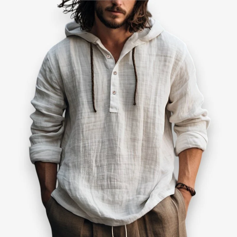 Heren Hoodie met Capuchon en Knoopsluiting