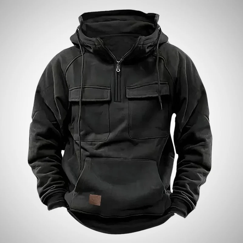 Heren Hoodie met Kangoeroezak, Rits en Verstelbare Capuchon