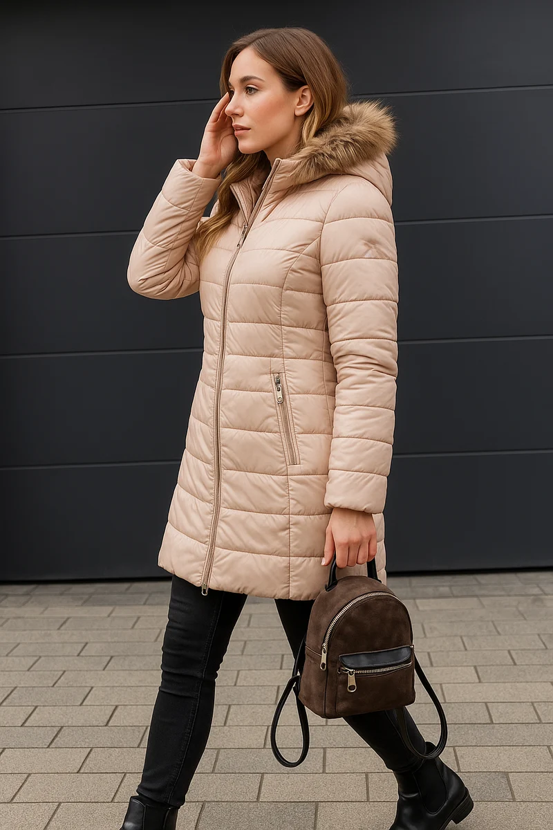 Dames Warme Winterjas met Elegante Kraag