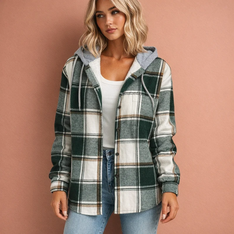 Dames Overshirt met Capuchon en Knoopsluiting - Casual Chic