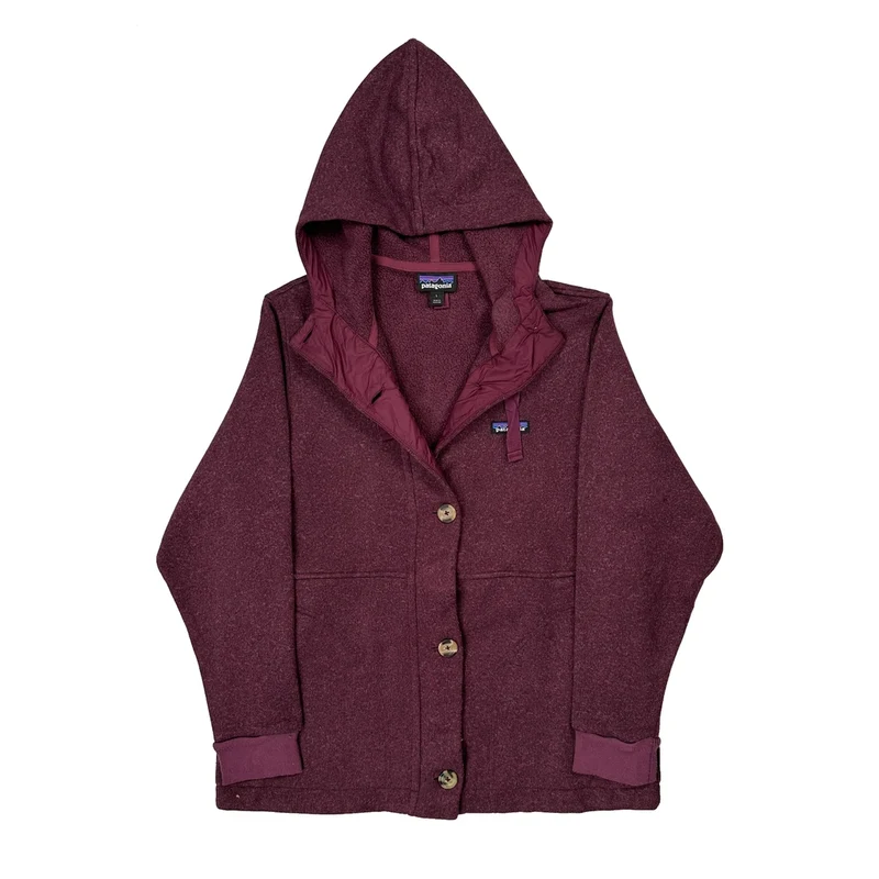 Patagonia Fleece Jacket - Large Burgundy Polyester