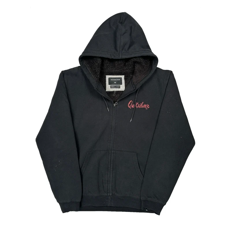 Sherpa Lined Quiksilver Hoodie - Medium Black Cotton