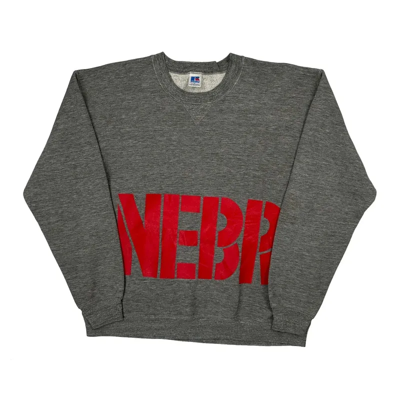 Made In USA Russell Athletic Spellout Sweatshirt - Large Grey Cotton