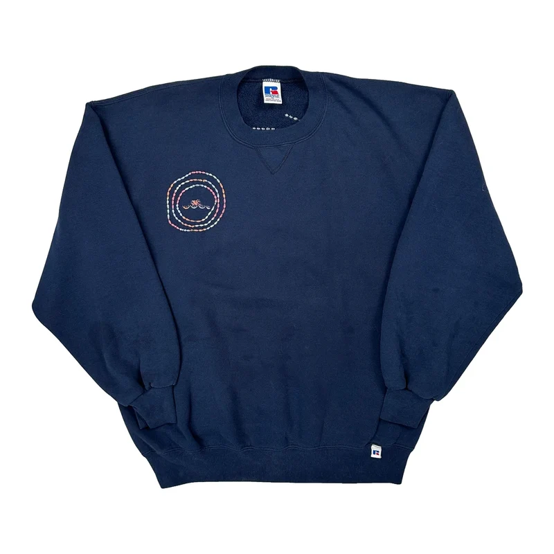 Made In USA Russell Athletic Graphic Sweatshirt - XL Navy Cotton