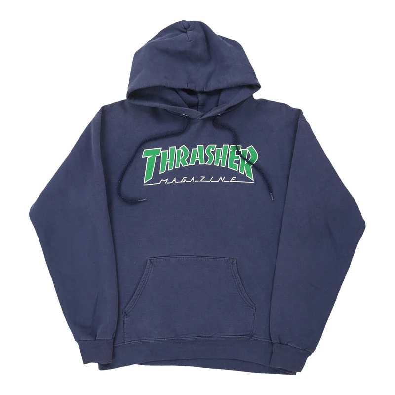 Thrasher Graphic Hoodie - Small Navy Cotton Blend