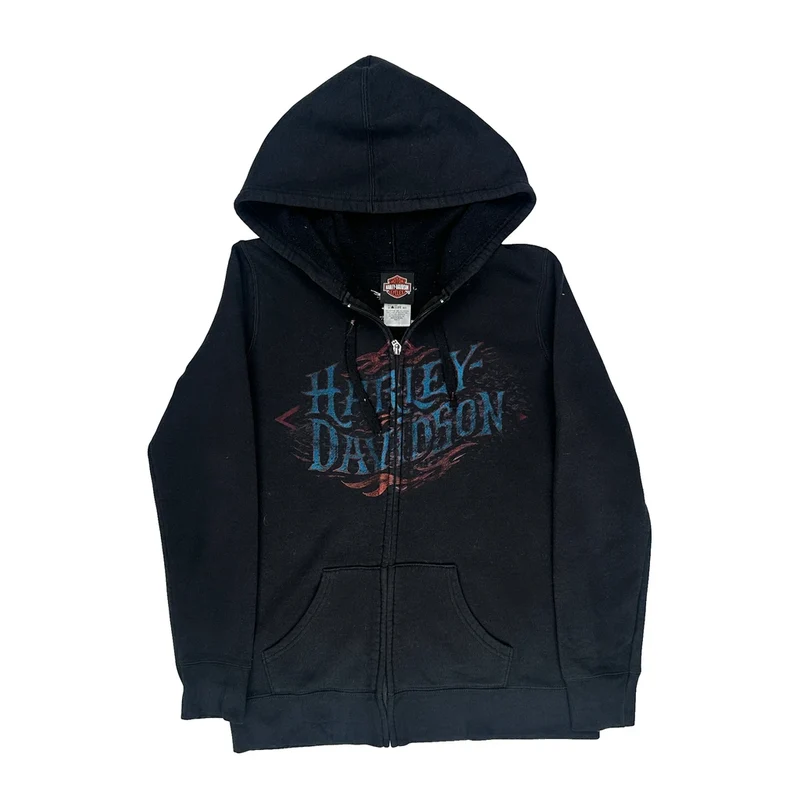 Laconia Harley Davidson Graphic Hoodie - Small Black Cotton Blend