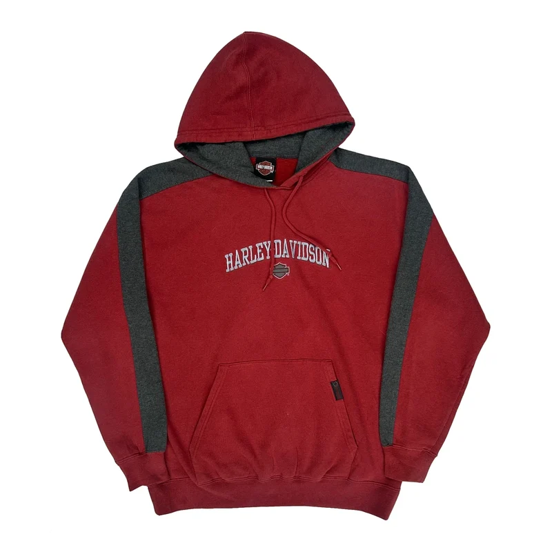 Waukon Harley-Davidson Harley Davidson Spellout Hoodie - Large Red Cotton