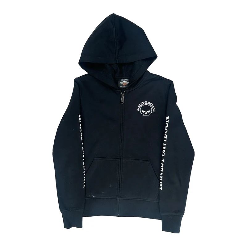 Skull Logo Harley Davidson Hoodie - XS Black Cotton