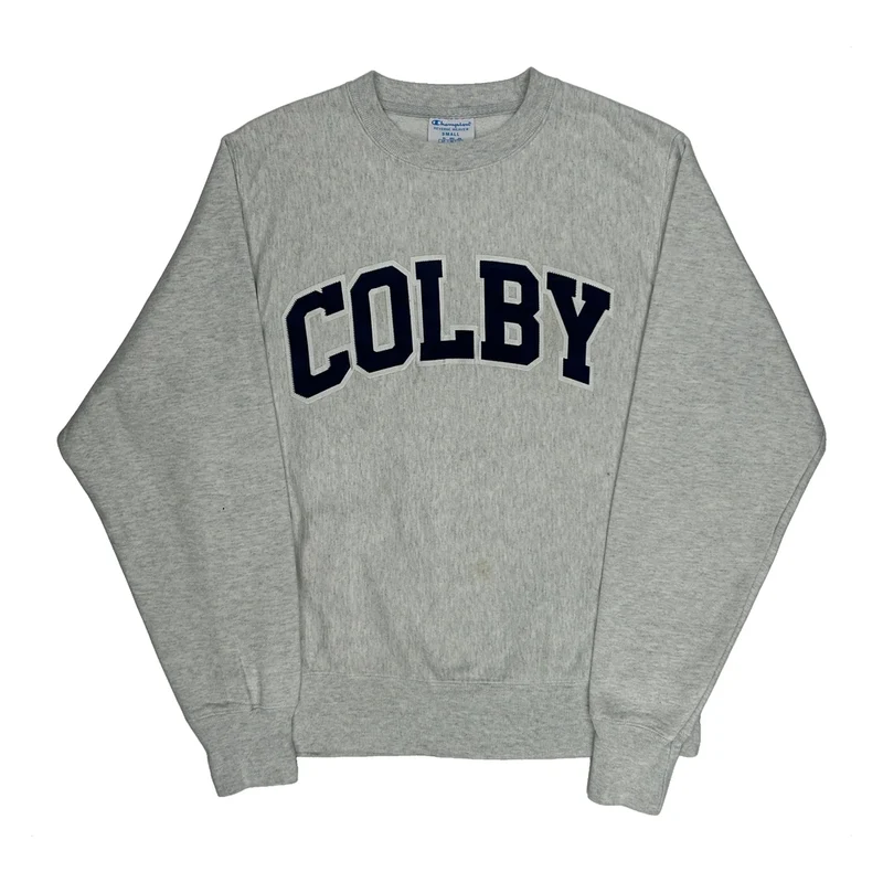 Reverse Weave Champion College Sweatshirt - Small Grey Cotton Blend