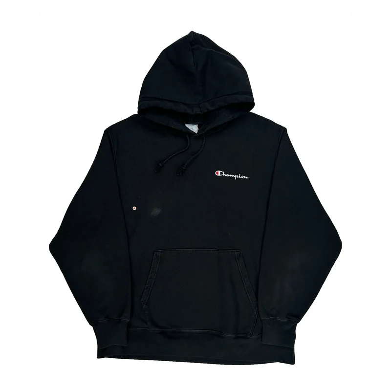 Reverse Weave Champion Hoodie - Large Black Cotton Blend